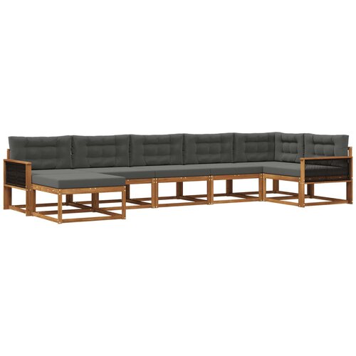 vidaXL Zunanja garnitura za sedenje 7 pcs Naravna in antracitna, (5000282073) Cene