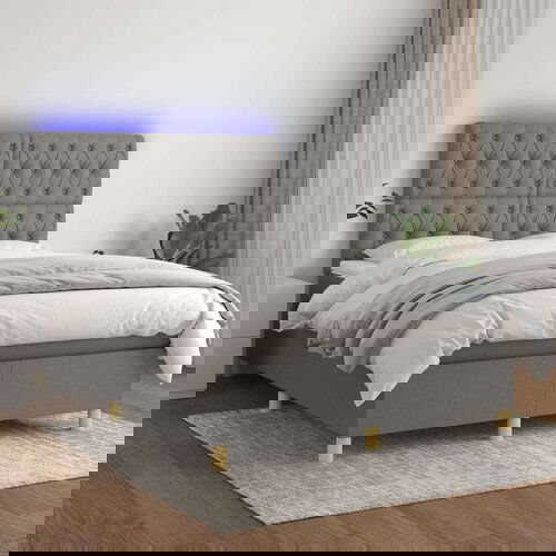  Box spring postelja z vzmetnico LED temno siva 140x200 cm blago, (20727034) Slike