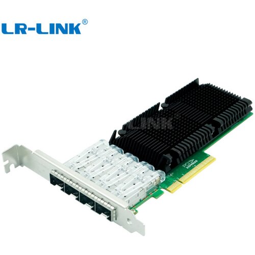 LR-Link Quad Port 4 x 10-Gigabit SFP+ Fiber 10GBase-X Server Network PCI Express v3.0 Adapter, Qlogic QL41xx chip, network virtualization, Windows / Windows Server / Linux / VMware, low & full profile bracket Cene