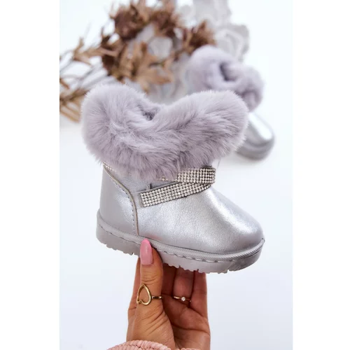 Kesi Children's Snow Boots With Cubic Zirconia Silver Hollee