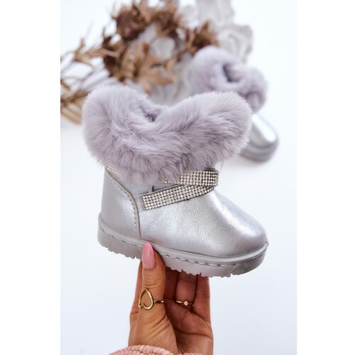 Kesi Children's Snow Boots With Cubic Zirconia Silver Hollee Slike