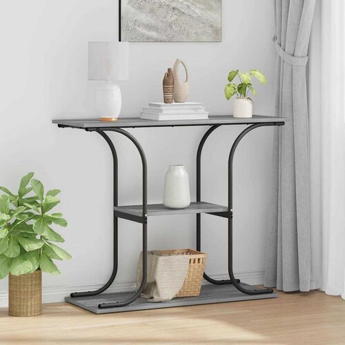  Konzolna stolica s policom Siva Sonoma 101 x 35 x 80,5 cm Slike