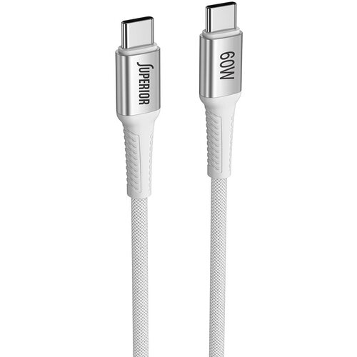 Superior Pleteni USB data kabal SU-K151, 60W, 3A, Type-C na Type-C, 1m, Beli Cene