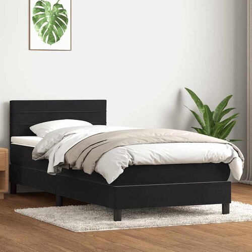 VidaXL Box spring postelja z vzmetnico črna 90x210 cm žamet Slike