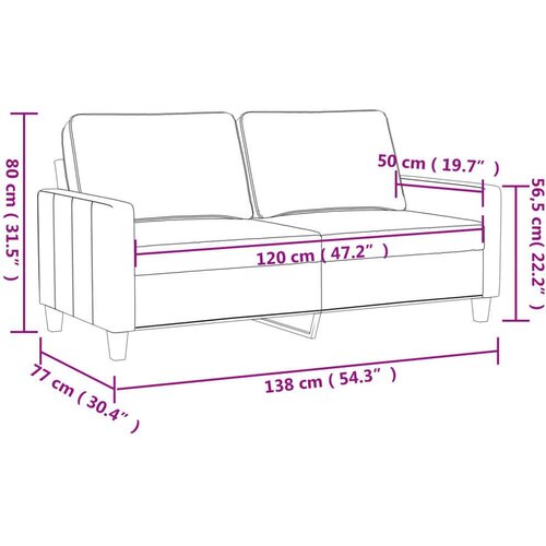VidaXL Dvosjed od tkanine krem 120 cm Slike