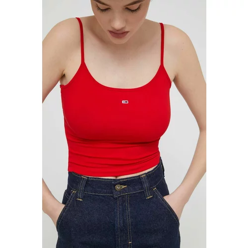 Tommy Jeans Top 2-pack ženski, rdeča barva