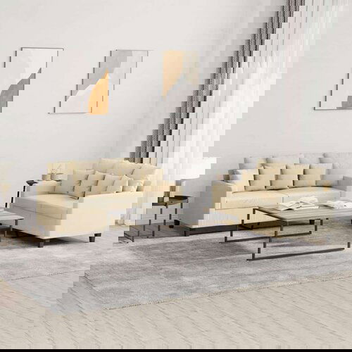  2-dijelni set sofa s jastucima krem od tkanine Cene