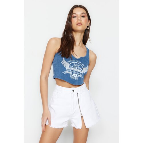 Trendyol Shorts - White - High Waist Slike