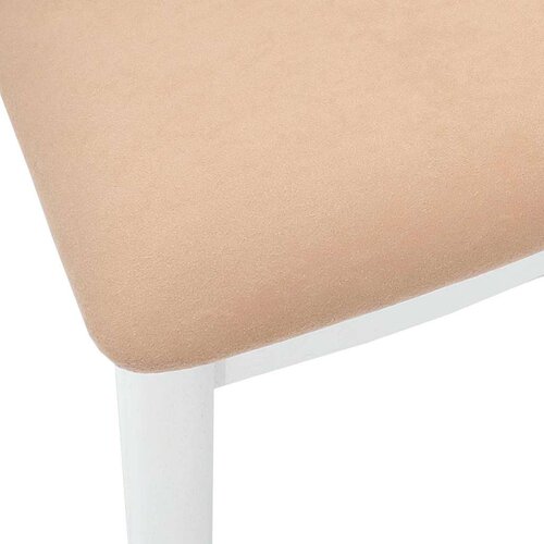  Stolac za blagovanje 2 pcs Bijela i smeđa Čvrsto drvo od gume Slike