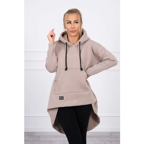 Kesi Reinforced sweatshirt with long back and hood beige