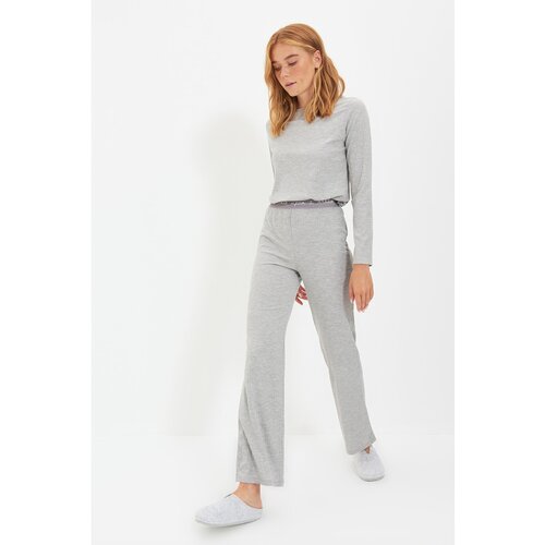 Trendyol Gray Elastic Detailed Knitted Pajamas Set Slike