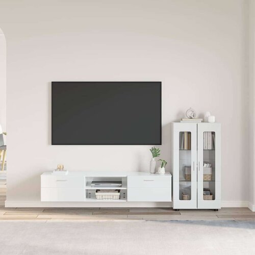  Set TV komoda s ladicama Visoki sjaj bijela Konstruirano drvo Cene