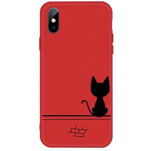 Silikonski ovitek za iPhone 6 Plus - motiv mačka | Rdeč Cene