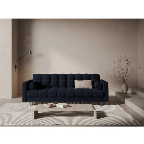 Cosmopolitan Design Temno modra raztegljiva sedežna garnitura s prostorom za shranjevanje 222 cm Bali &amp;ndash; Slike
