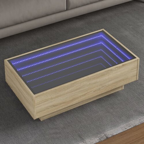 vidaXL Stolić za kavu LED boja hrasta 90x50x30 cm konstruirano drvo Cijene