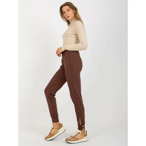 Fashion Hunters Brown sweatpants with snaps at the leg from OCH BELLA