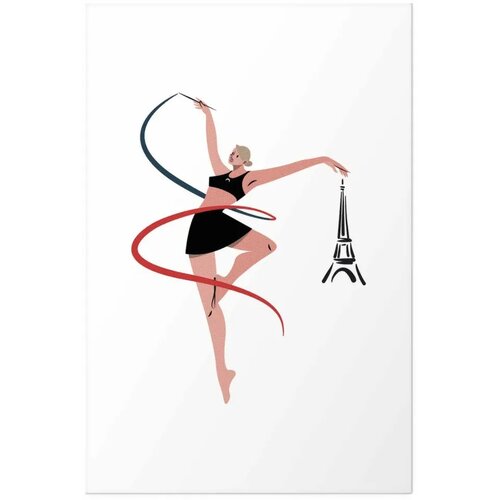  Plakat - Illustration of a Woman with a Ribbon - Artistic Gymnastics 60x90 Bez okvira s margom Slike