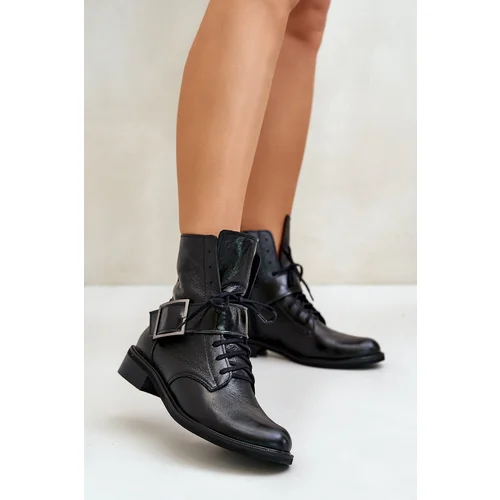 Zazoo 2949 Leather Boots With Buckle Black