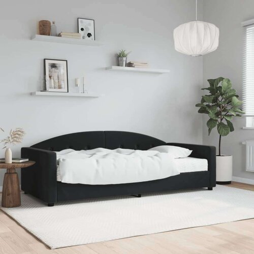 vidaXL Dnevni krevet s madracem crni 90 x 200 cm baršunasti Cene