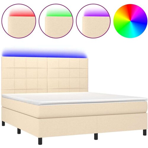  Krevet box spring s madracem LED krem 160x200 cm od tkanine Slike