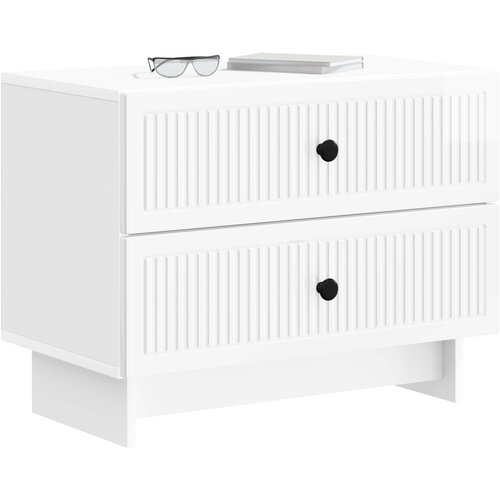  Noćni ormar s ladicama Bijela visokog sjaja 62 x 34,5 x 47,5 cm Slike