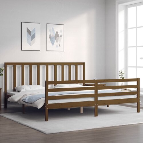vidaXL Okvir kreveta s uzglavljem boja meda 200x200cm od masivnog drva Cijene