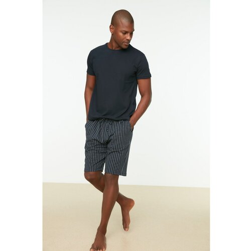 Trendyol Navy Blue Men's Regular Fit Bottom Striped Pajamas Set Slike