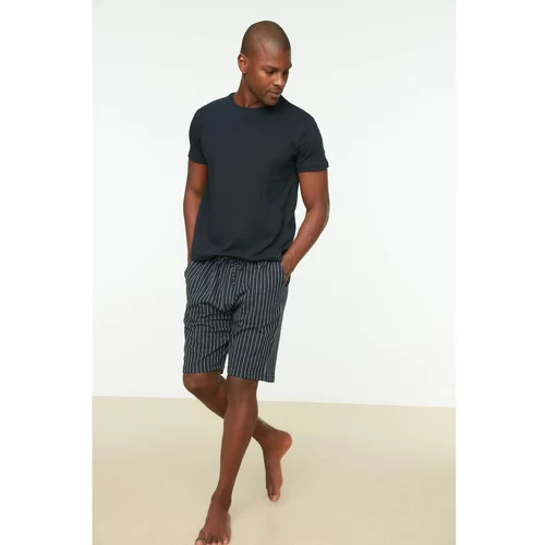 Trendyol Navy Blue Men's Regular Fit Bottom Striped Pajamas Set