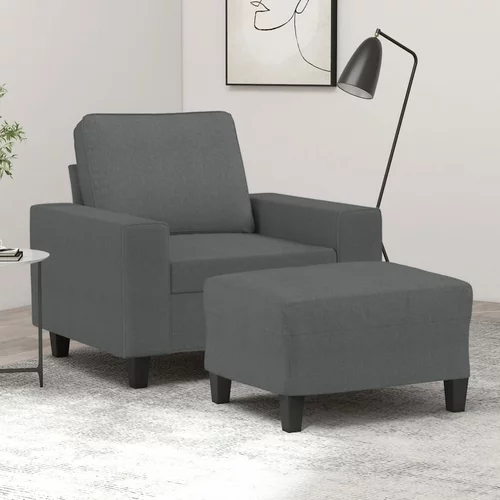  Fotelja s tabureom tamnosiva 60 cm od tkanine