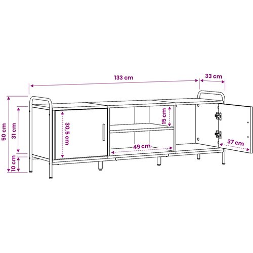  TV ormar 133 x 33 x 50 cm Hrast artisan Konstruirano drvo Slike