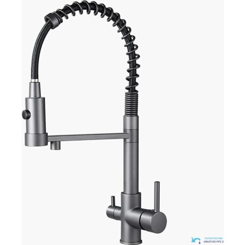  Kuhinjska filter armatura na tri cevi | Pipa za filter EYN KF1459 - Gun gray Cene