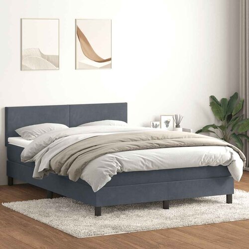 vidaXL Box Spring postelja z vzmetnico Temno siva 140x220 cm Velvet Cene