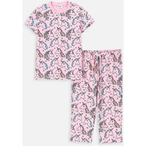 Coccodrillo Dječja pamučna pidžama boja: ružičasta, s uzorkom