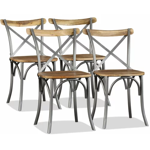 vidaXL blagovaonske stolice 4 kom od masivnog drva manga i čelika