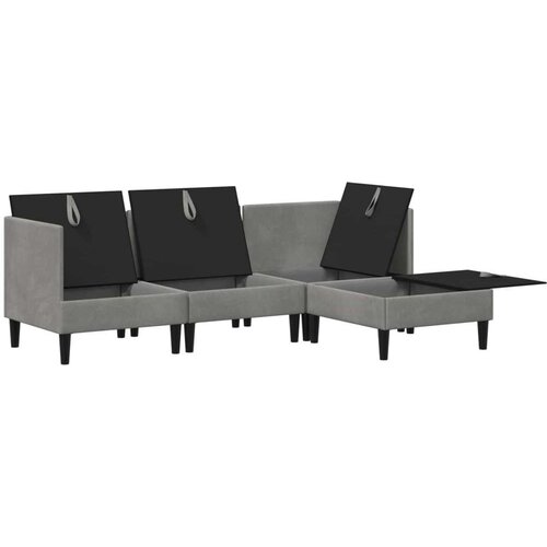  Set namje&amp;scaron;taja za dnevni boravak 4 pcs Svjetlosiva Bar&amp;scaron;un - Svjetlosiva 2x kutna + 1x srednja + 1x stolić Slike