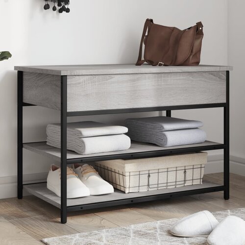  The Living Store Klop za čevlje siva sonoma 70x42,5x50 cm inženirski les - Klop Za Čevlje, (21448317) Slike