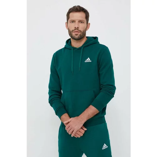 Adidas Dukserica za muškarce, boja: zelena, s kapuljačom, glatka