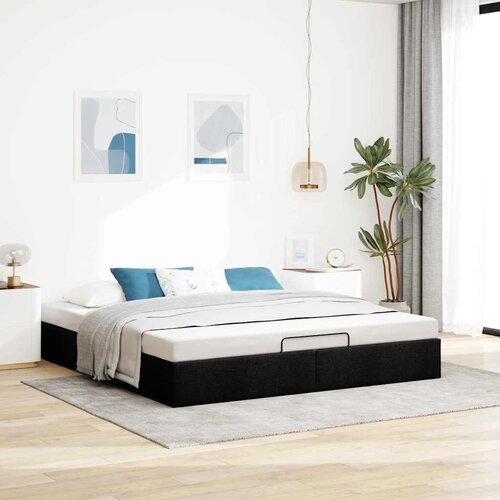 vidaXL Otomanski posteljni okvir brez vzmetnice črn 180x200 cm blago Cene
