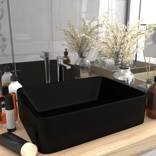 vidaXL Razkošen umivalnik mat črn 41x30x12 cm keramičen Cene