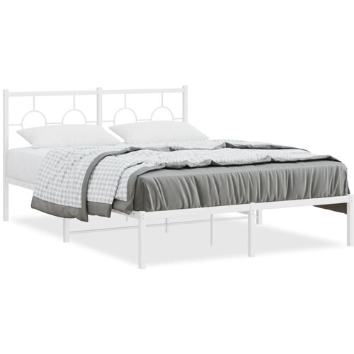 vidaXL Metalni okvir za krevet s uzglavljem bijeli 140 x 190 cm Cene