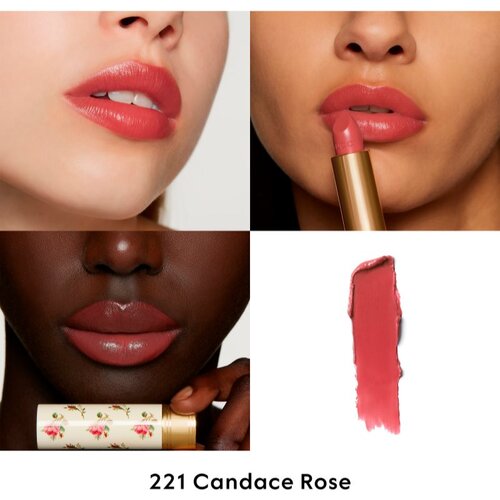 Gucci Beauty Rouge &amp;agrave; L&amp;egrave;vres Voile &amp;scaron;minka z ble&amp;scaron;čečim fini&amp;scaron;em odtenek 221 Candace Rose 3.5 g Slike