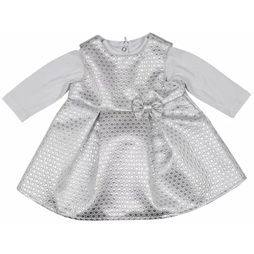 Modna kućica Dizzy Svečana haljina za bebe u kompletu s pamučnim bodijem Srebrna 570835SR