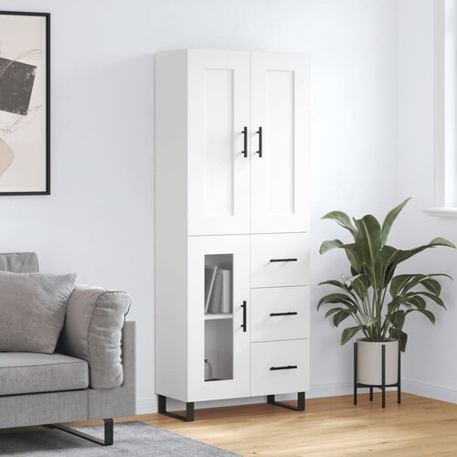 VidaXL Visoka omara bela 69,5x34x180 cm inženirski les Slike