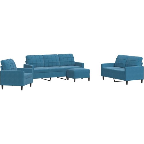 vidaXL 4-dijelni set sofa s jastucima plavi bar&scaron;unasti Cijene