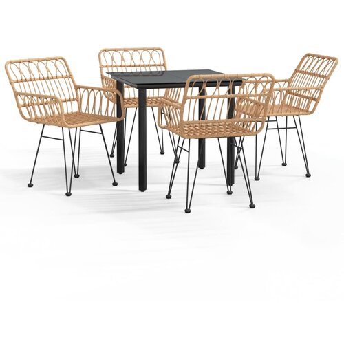  5-dijelni vrtni blagovaonski set od poliratana Smeđa Dužina stola 80 cm Slike