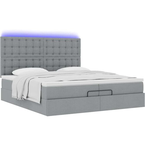 VidaXL okvir kreveta s madracima svijetlosivi 200x200cm od tkanine Slike