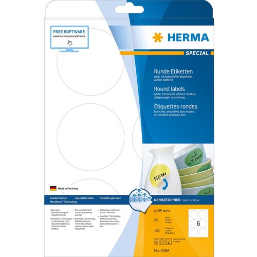 Herma Okrogle samolepilne etikete Superprint 5068, (&amp;Oslash; 85), 25/1 Slike