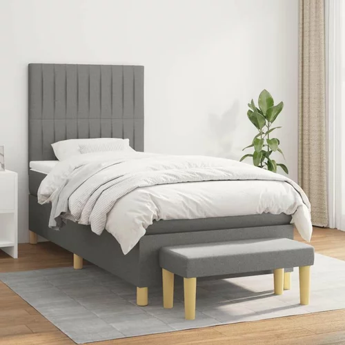  Box spring postelja z vzmetnico temno siva 100x200 cm blago, (20726930)