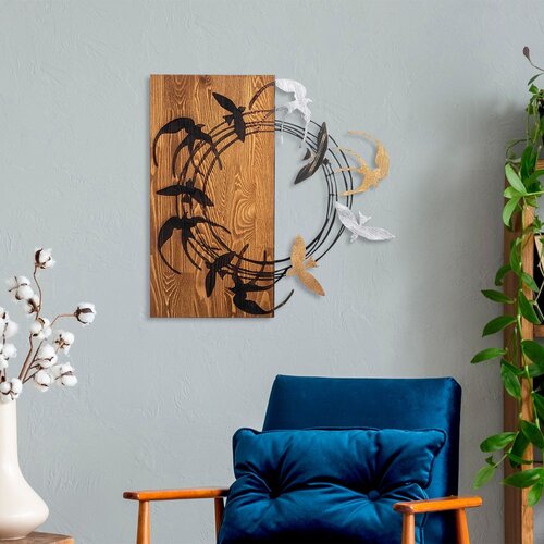 Wallity Zidna dekoracija Spiral Birds 2, 58 x 58 cm, Smeđa Cene