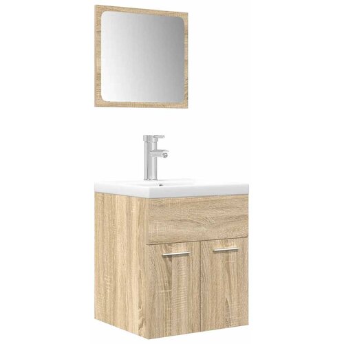  3-dijelni set kupaonskog namje&amp;scaron;taja boja hrasta sonome drveni Smeđa 41 x 38.5 x 46 cm Slike